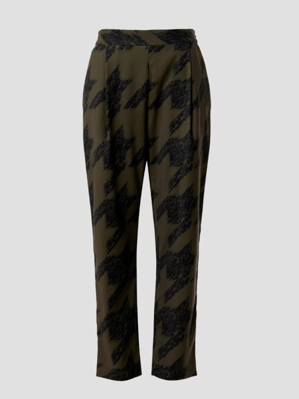 AllSaints Aleida Toni Trousers in a khaki green Houndstooth Butterfly